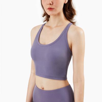 China QUICK DRY Custom Active Gym Yoga Top Plain Crop Sleeveless Tank Top for sale