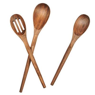 China Sustainable Natural Solid Walnut Utensil Set Spoon 3 For Cookware Nonstick Kitchen Wooden Baking Salad Making Server for sale