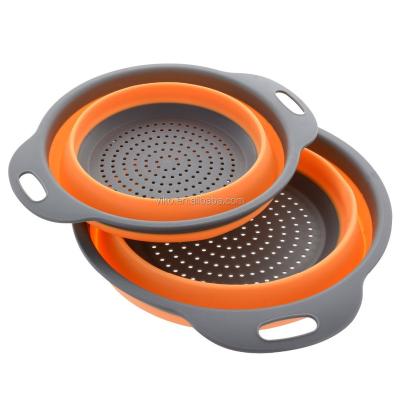 China 2 Sets Viable Collapsible Plastic Silicone Colanders Strainers - Silicone Strainer - Wheat Strainer for sale