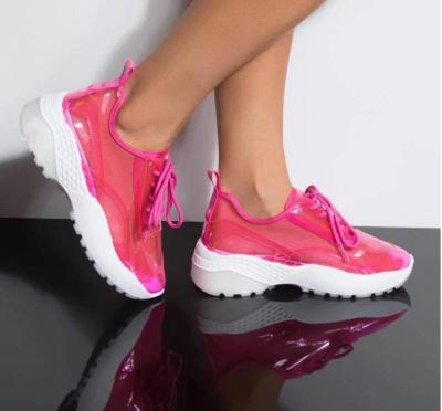 China White Casual Private Label Sport Wedge Summer Anti-Smell Comfortable PVC Injection Sneakers Women for sale