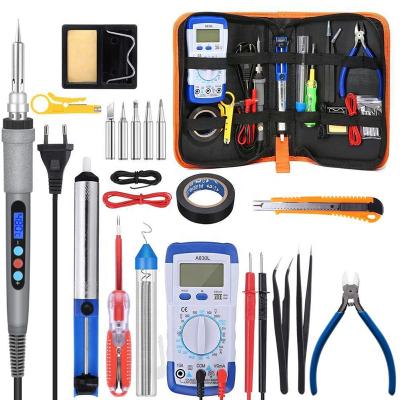 China Adjustable Temperature Control 110V 220V LCD Digital Display Soldering Kit Set Gun 90w Skyasia Soldering Iron Kit for sale