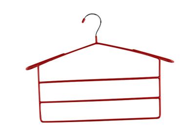 China Three Rows Pvc Coated Wire Hangers , Space Saver Clothes Hangers For Pants for sale