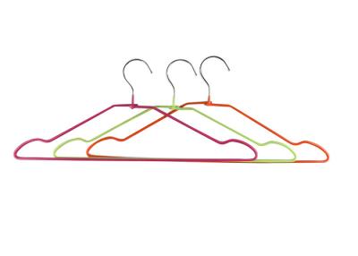 China Colorful Metal Wire Coat Hangers , PVC Coating Metal Shirt Hangers Lightweight for sale