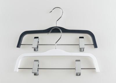 China Black Plastic Pant Hangers With Clips , Space Saving Plastic Clip Hangers for sale