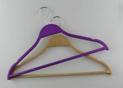 China Space Saver Purple Plastic Clothes Hangers ABS Material With Metal Chrome Hook for sale