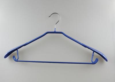 China Blue Skinny Metal Clothes Hangers Metal Suit Hangers For Jackets Anti Corrosion for sale