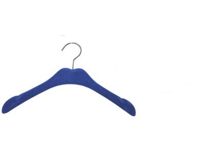 China Dark Blue Non Slip Velvet Clothes Hangers For Hotel Bedroom Custom Logo for sale