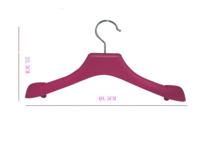 China Cool Pink Plastic Hangers , Personalized Coat Hangers With Metal Chrome Hook for sale