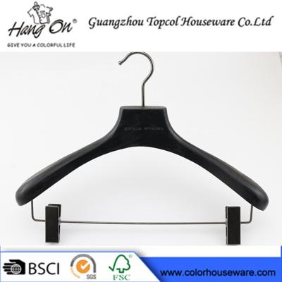 China Ashtree Wooden Clothes Hanger With Gun Black Clips 40 * 4.0cm for sale