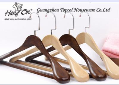 China Brown Wide Shoulder Wooden Garment Hangers For Man's Clothes for sale