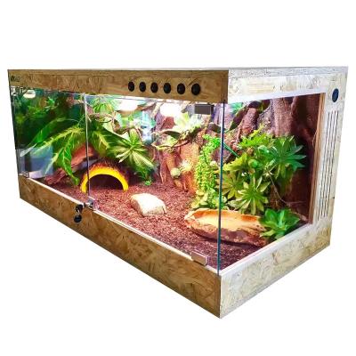 China Sustainable Reptile Breeding Box Solid Wood In One Durable Lizard Tortoise Reptiles Cage House Heat Preservation Box for sale