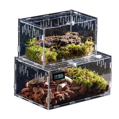 China Sustainable Custom Watertight Transparent Reptile Feeding Box Acrylic Reptile Terrarium Acrylic Reptile Cage for sale