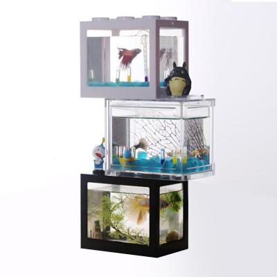 China Sustainable Table Plastic Fish Tank Cube Easy Landscaping Aquariums & Accessories Cheap Decoration Acrylic Plastic Breed Fish 2PCS Stocked for sale