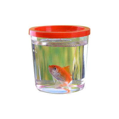 China Sustainable Pets Supplies Small Size Fish Breeding Box Jellyfish Plastic Bowls Mini Handheld Betta Fish Tank Cup for sale