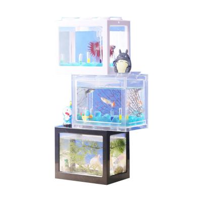 China Sustainable Desktop Mini Acrylic Fish Aquarium Freedom Assembly Building Block Beta Fish Tank for sale