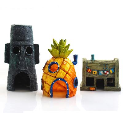 China Sustainable Cartoon Fish Tank Decor Figures Ornaments Simulation Resin Pineapple House Fish Tank Decoration Landscaping Aquarium Accessories for sale