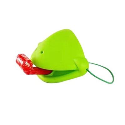 China Eco-friendly Hot-selling frog mouth tongue out table game toys blow blow music chameleon lizard mask parent-child puzzle game props for sale