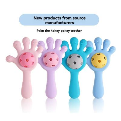 China Safe Hot Sale Wholesale Silicone Palm Rattle Shaped Teether BPA Free Chew Teether Toys Best Gift for Baby Boys and Girls for sale