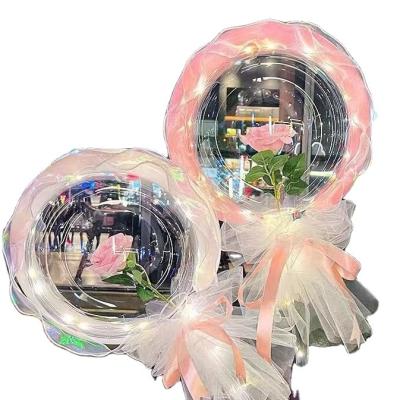 China Morden Best-selling Valentine's Day transparent bobo ball bouquet Luminous rose confession wedding decoration balloon for sale