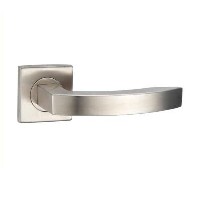 China Square polished door 201/304 stainless steel lever door handles lock set with cylinder/key/WC square escutcheon for sale