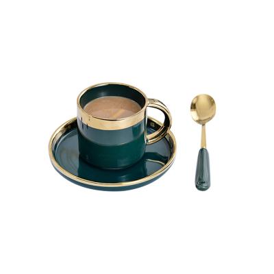 China Viable wholesale hot-selling high-grade top-grade European-style ceramic coffee mugs with dishes and spoons for sale