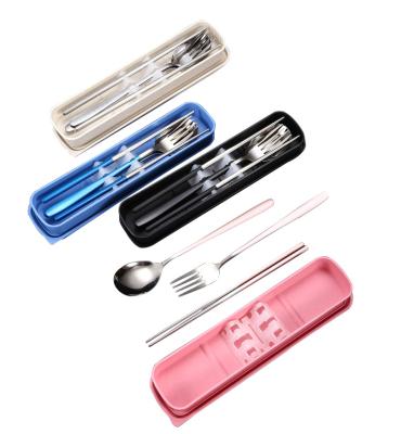 China Wholesale Portable Stainless Steel 3 Pieces Tableware Set Fork Spoon Chopsticks Dinnerware Gift Set for sale