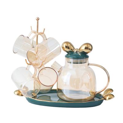 China Cute Unique Sustainable Design Multi Function Glass Ceramic Water Kettle Set With Tea Infuser for sale