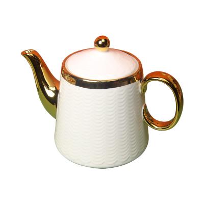 China Wholesale viable European ceramic gold plated milk ceramic kettle with handle for sale