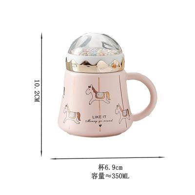 China Sustainable Custom Eco Friendly Carousel Deign Print Coffee Mugs Wholesale Ethiopian Ceramic Water Mug With Lid for sale