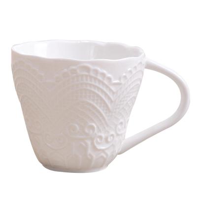 China Retro Lace Viable Nordic Style Relief Coffee Cup Courtyard Horoscope Ceramic Mug for sale