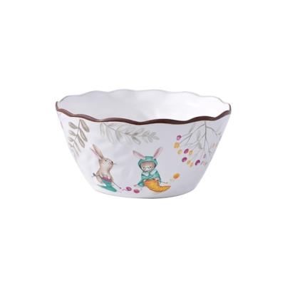 China Viable Cartoon Design Multicolor 4.5 Inch 6 Inch 8 Inch Round Ceramic Bowl For Salad Prep for sale