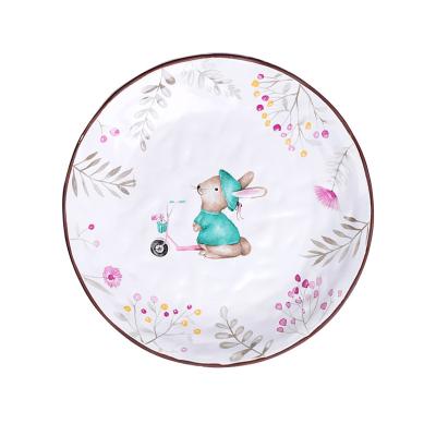 China Viable cartoon rabbit design 8 inch 10 inch 12 inch ceramic dish dish for restaurant for sale