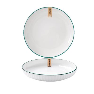 China Green Line Viable Modern Luxury Series 7 Inch 8 Inch Ceramic Dish For Home Kitchen for sale