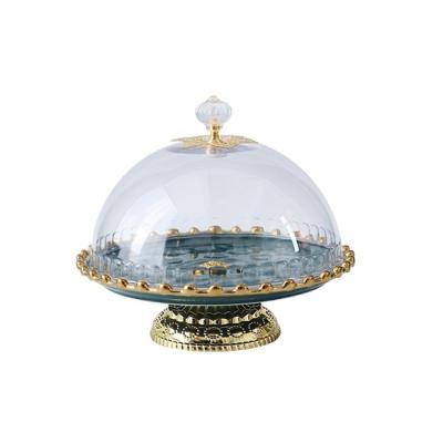 China Sustainable Wholesale Unique Modern Beaded Foot Design Dessert Cake Dish Top With Cover for sale