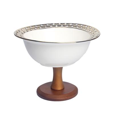 China Manufacturer direct selling pearl disposable luxury item 6 inch high foot bowl household party solid wood ceramic fruit bowl for sale