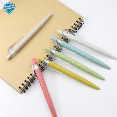 China Cheap Wheat Colored Straw Biodegradable Ballpen Canetas Promo Pen 2020 Promo New for sale