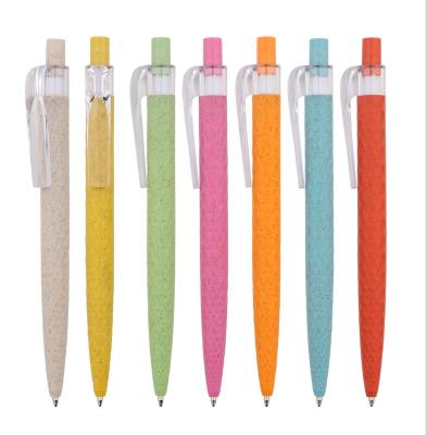 China Cheap Price Logo Customize Ball Pen Promotional Wheatstraw Normal Material Eco-friendly Pens for sale