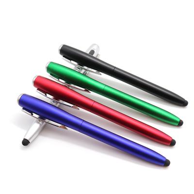 China Plastic Ball Pen With LED Logo Stylus On Tip Printed by Pen Metallic Colored Barrel LED Promotional Light for sale