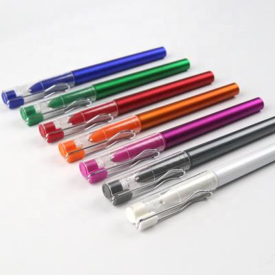 China Custom Logo Printing Metal Clip Plastic Gel Ink Pen Promotional Gel Ink Refill Stick for sale