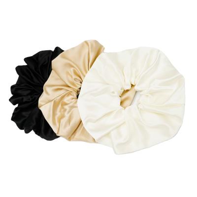 China Oversized Silk Hair Scrunchies Hair Scrunchies 16mm 9cm Width Eco-Friendly High Quality Silk Fashionable Hair Scrunchies Black for sale