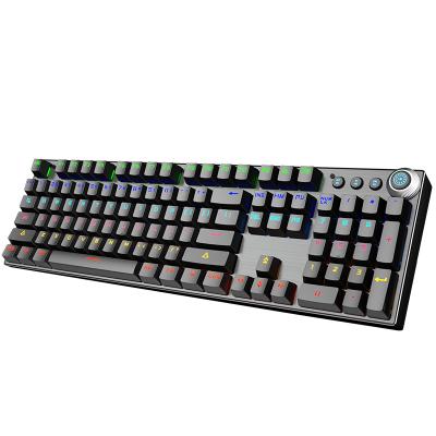 China Plug and play 104 keys multi-function button mechanical keyboard swept metal panel fast switching, real axis mechanical keyboard for sale