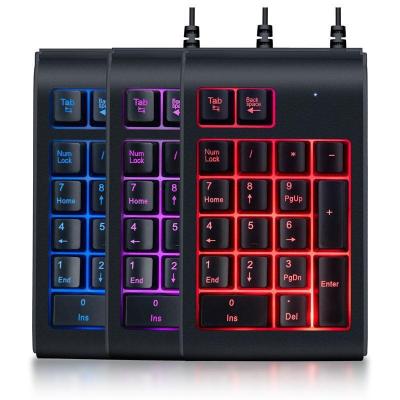 China New 19 Key Numpad Backlight Mechanical Cable Numeric Keypad Suspended Feeling Mechanical Three-color Hand Breathing Lamp for sale