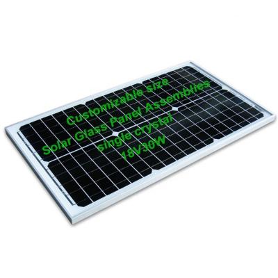 China Customizable 18V 30W Solar Panel Mobile Portable Monocrystalline Solar Panel 18V 30W DC 30 Watt 18V DC 30 Garden Camping Glass Frame 630*350*18 (mm) /OEM for sale