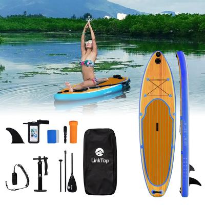 China PVC Customize Logo Wooden Grain Surf Board Wholesale Stand Up Paddleboard Inflatable Sup Board for sale