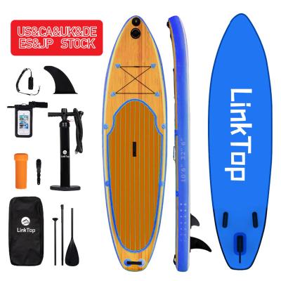 China SIP Bamboo Inflatable Wood Grain Paddleboard Unisex All Round Board PVC Dropstitch Wood Paddle Board Aufblasbares for sale