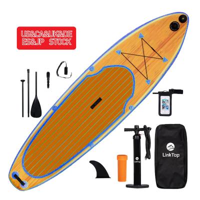 China OEM Delivery SUP Drop Stitch PVC Unisex Fast SUP Inflatable Surfboard Wooden Grain Paddleboard Gonfiabile for sale