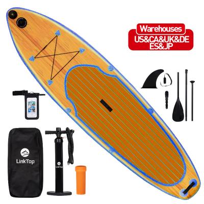 China Popular style custom unisex popular style custom surfboard wooden grain waist design paddle board supplier Vertical Paddleboard moe grip for sale