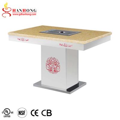 China Rotating high end commercial custom table furniture bbq desk square BBQ table for sale