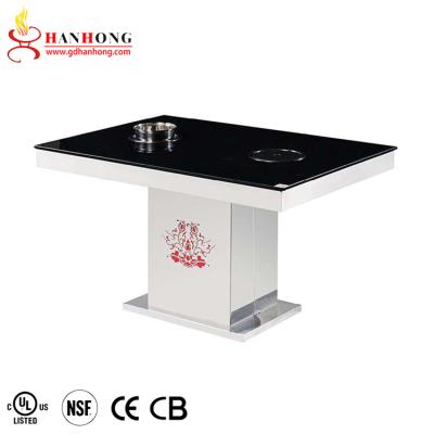 China Rotating Simple Table Vintage Style Metal Restaurant Pot Table Small Warm Dining Table for sale