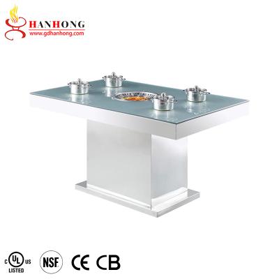 China High end commercial korean barbecue table place setting rotating hot pot table for restaurant for sale